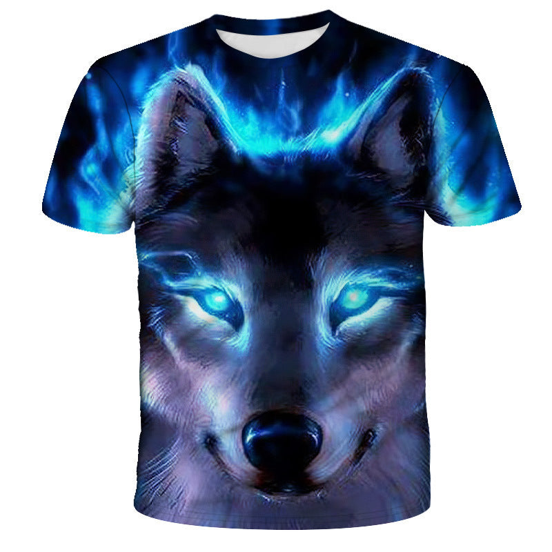 3D Digital Printing Wolf Totem Men And Women Loose Fashion Round Neck Short Sleeve T-Shirt