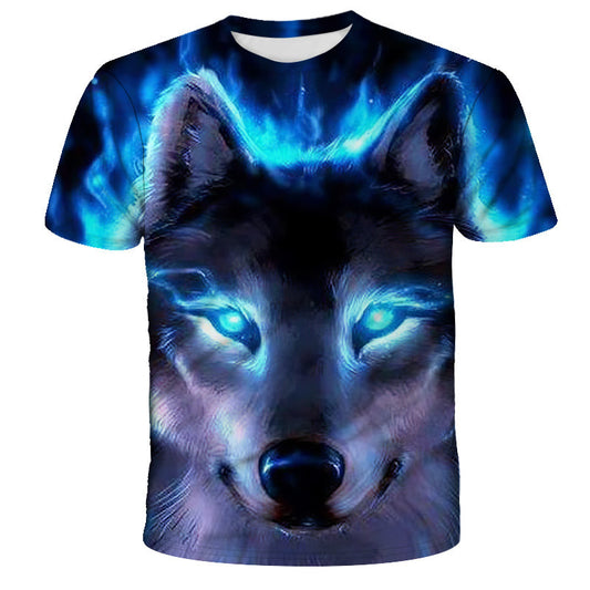 3D Digital Printing Wolf Totem Men And Women Loose Fashion Round Neck Short Sleeve T-Shirt