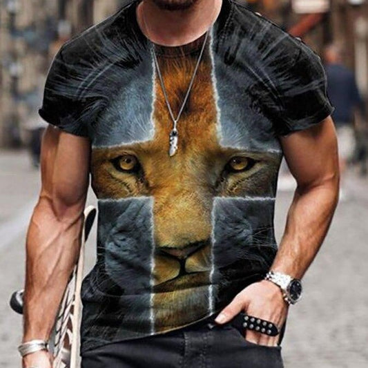 European And American Men's Cross Print T-shirt